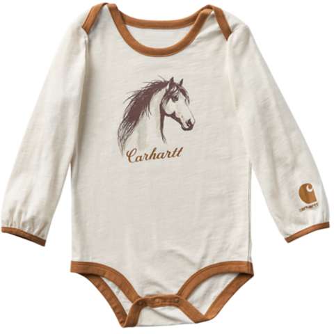 Carhartt Girls' Long Sleeve Horse Bodysuit (Baby)