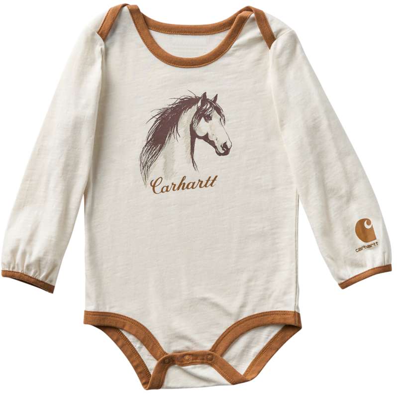 Carhartt  Chalk Girls' Long Sleeve Horse Bodysuit (Baby)