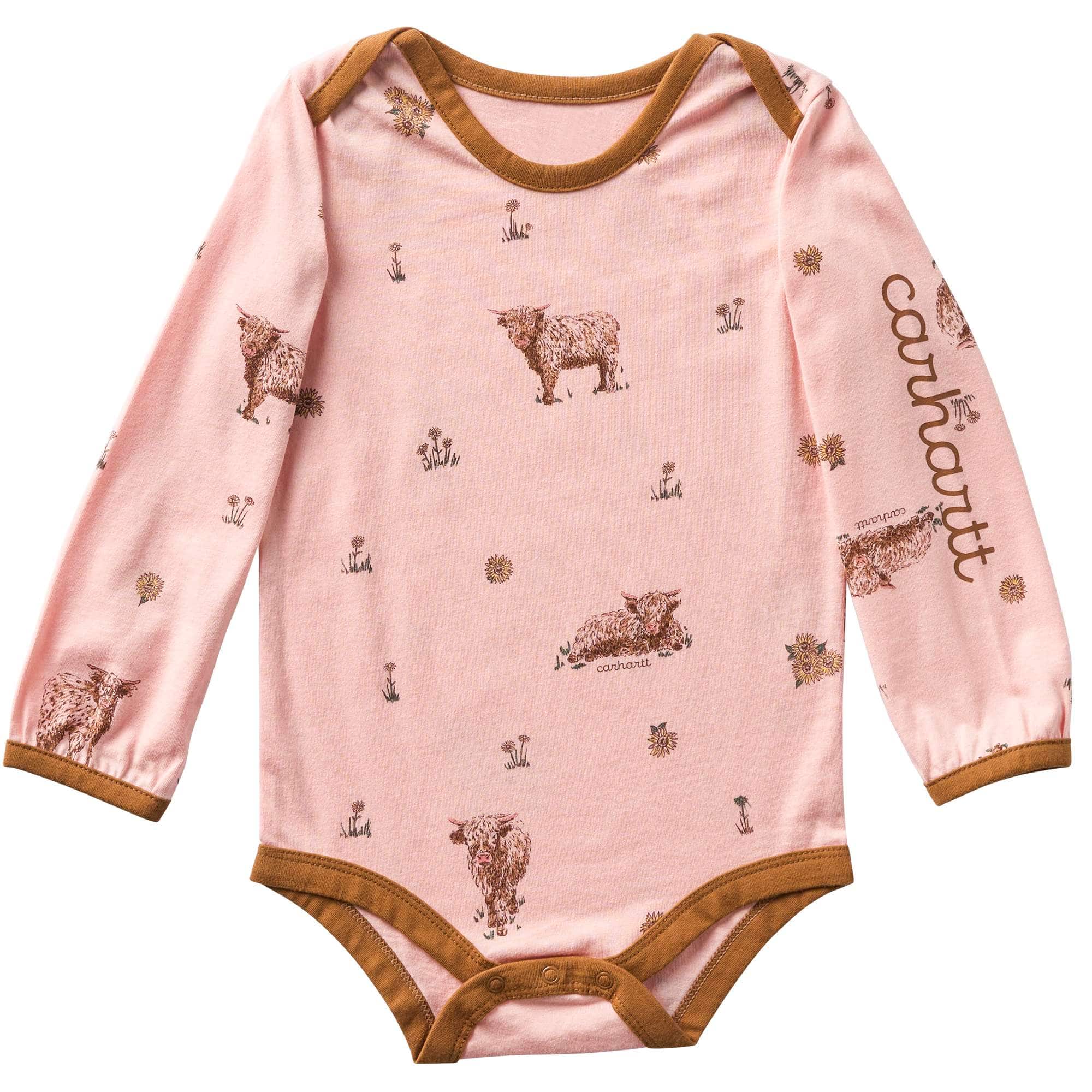 Carhartt Girls' Long Sleeve Cow Print Bodysuit (Baby)