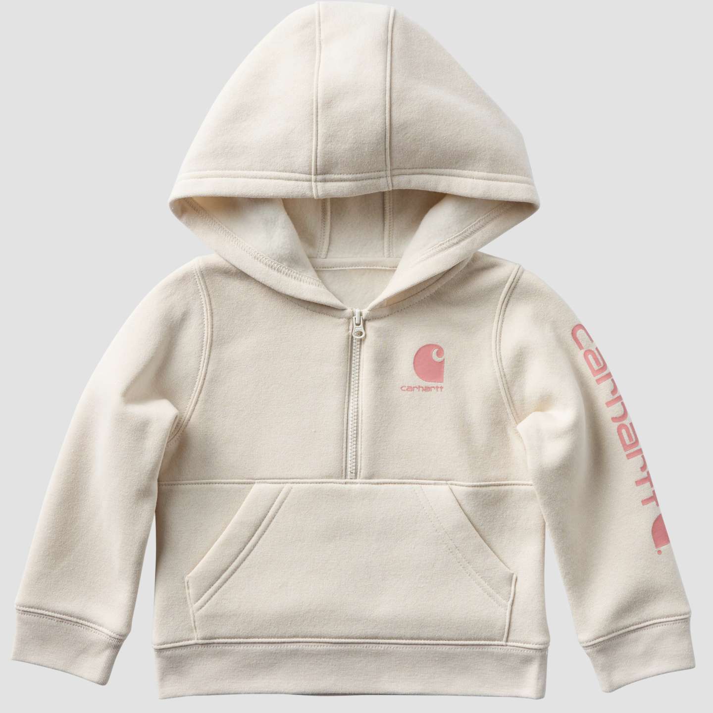 Свитшот Carhartt Long Sleeve Half-Zip Hooded Logo Sweatshirt для девочек-малышей, цвет: Меловой — фото 5