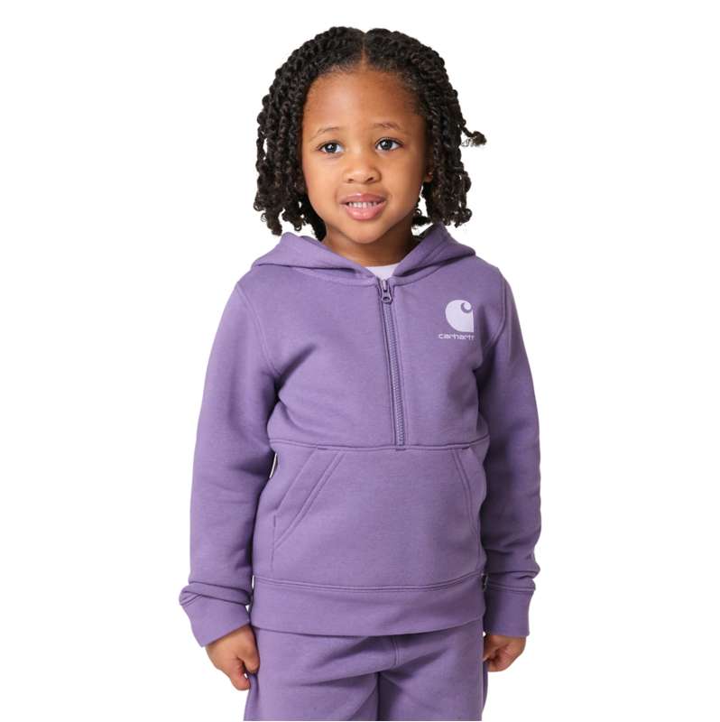 Carhartt  Grape Girls' Long Sleeve Half-Zip Hooded Logo Sweatshirt (Baby/Toddler)