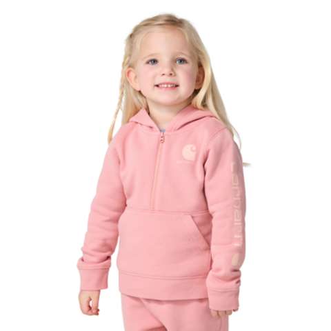 Детские худи Carhartt Girls' Long Sleeve Half-Zip Hooded Logo Sweatshirt (Baby/Toddler)