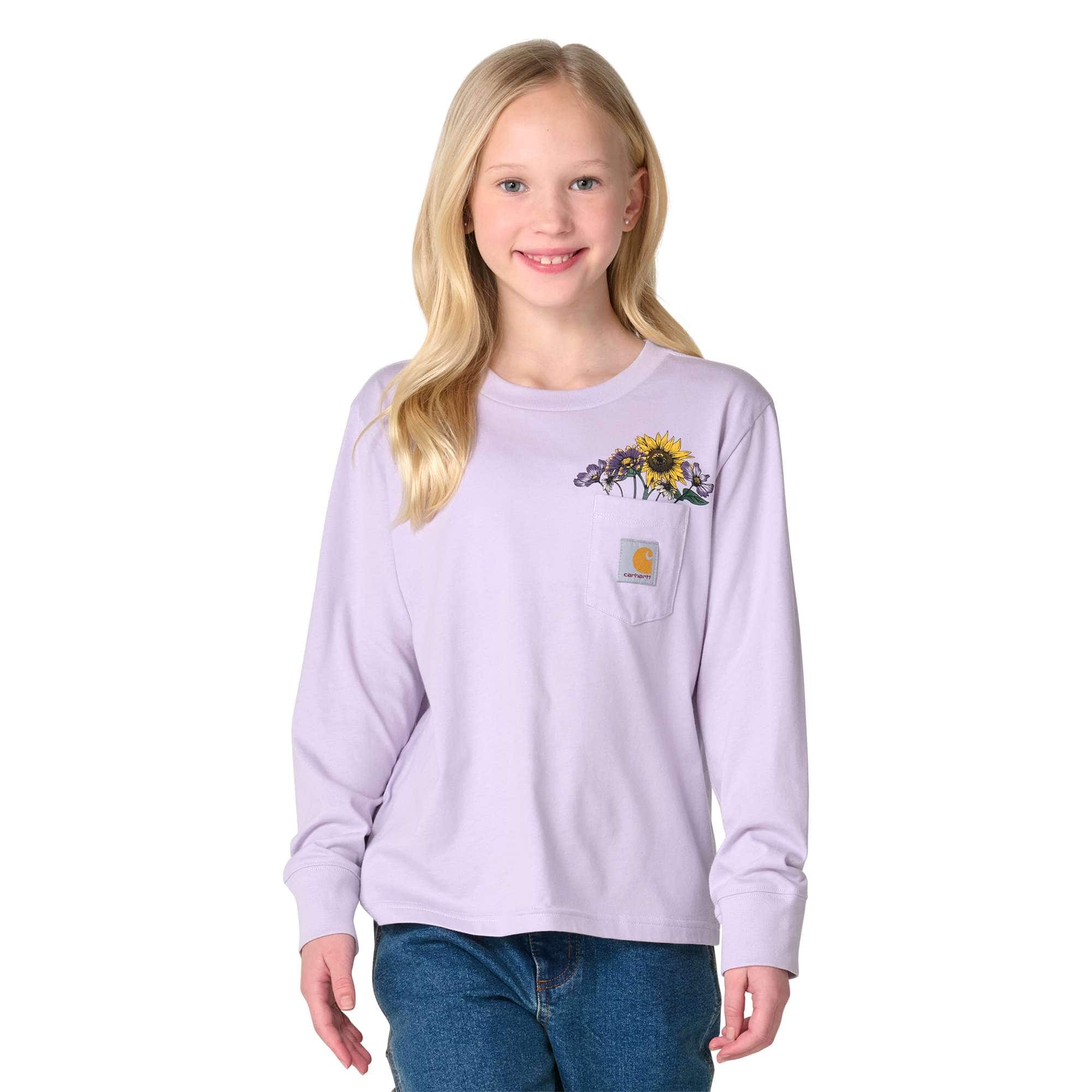Carhartt Girls' Long Sleeve Floral Pocket T-Shirt (Toddler/Child/Youth)