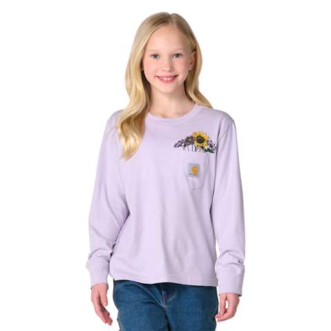 Детские футболки Carhartt Girls' Long Sleeve Floral Pocket T-Shirt (Toddler/Child/Youth)