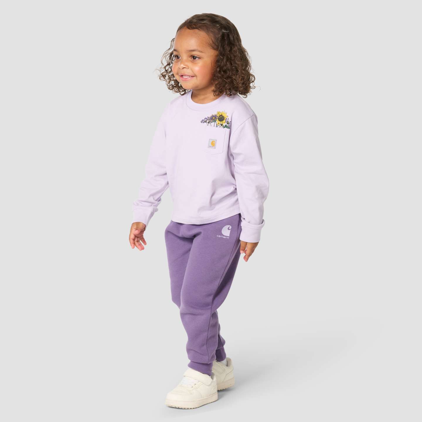 Футболка Carhartt Long Sleeve Floral Pocket для девочек, цвет: Сиреневый мглистый — фото 5