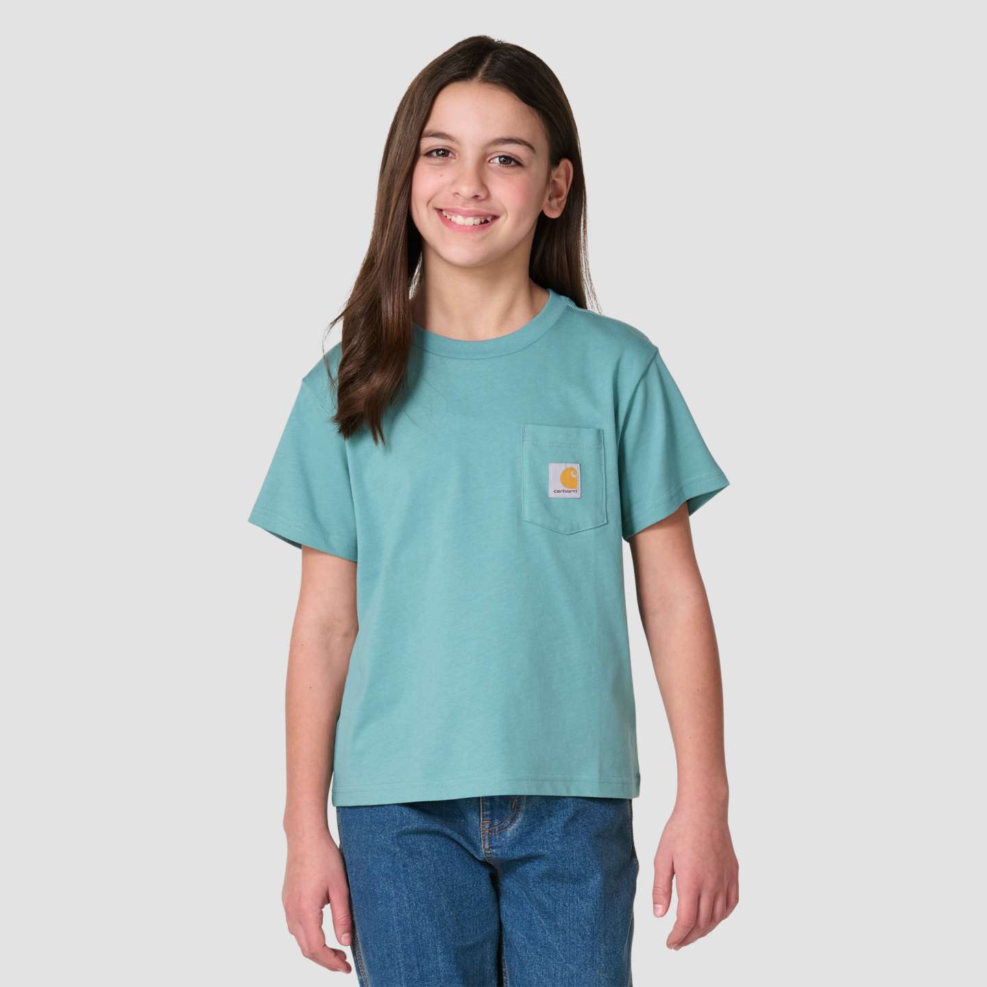 Футболка Carhartt Short Sleeve Rodeo для девочек, цвет: Минеральный синий — фото 2