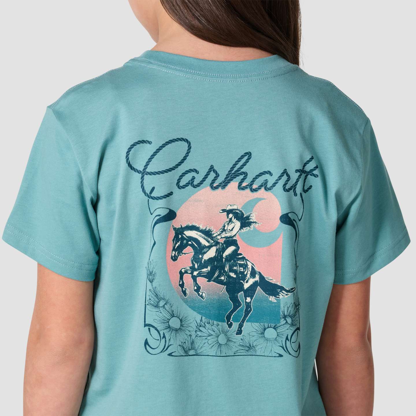 Футболка Carhartt Short Sleeve Rodeo для девочек, цвет: Минеральный синий — фото 5