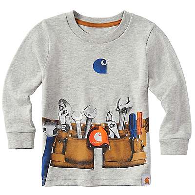 Carhartt Toddler boy,infant boy Grey Heather Boys' Long Sleeve Toolbelt T-Shirt