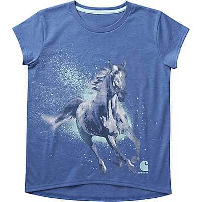 Carhartt Girls' Cobalt Heather Girls' Short-Sleeve Crewneck Running Horse T-Shirt