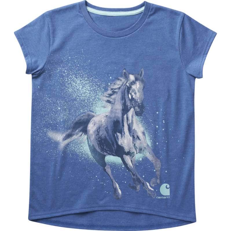 Carhartt  Cobalt Heather Girls' Short-Sleeve Crewneck Running Horse T-Shirt