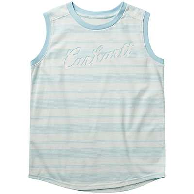 Carhartt Girls' Blue Glass Girls' Sleeveless Crewneck Stripe T-Shirt