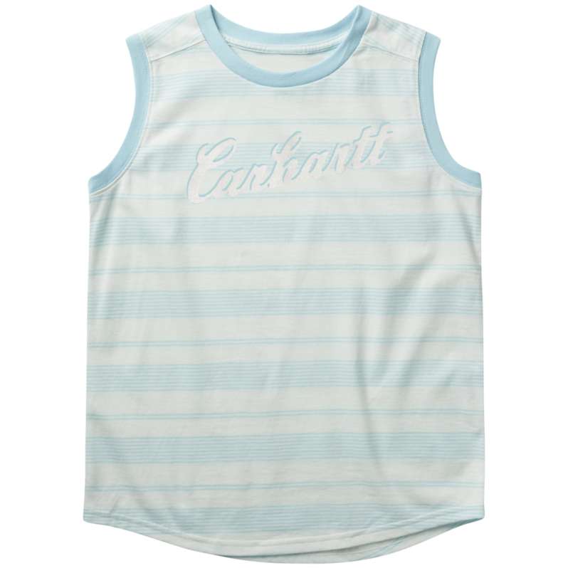 Carhartt  Blue Glass Girls' Sleeveless Crewneck Stripe T-Shirt