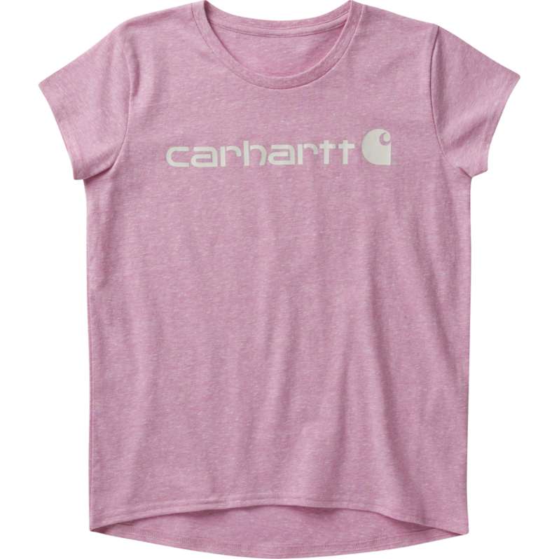 Carhartt  Raspberry Heather Girls' Short-Sleeve Crewneck Core Logo T-Shirt