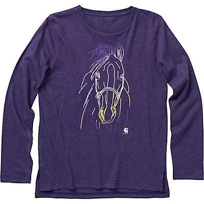 Carhartt Toddler girl,youth girl,child girl Wild Plum Heather Girls' Long-Sleeve Horse T-Shirt