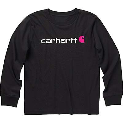 Carhartt Toddler girl,youth girl,child girl Caviar Black Girls' Long-Sleeve Core Logo T-Shirt
