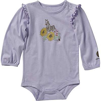 Carhartt Infant girl Misty Lilac Girls' Long-Sleeve Sunflower Horse Bodysuit