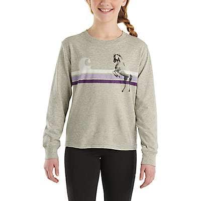Carhartt Child girl,toddler girl,youth girl Heather Gray Girls' Long-Sleeve Horse Stripe T-Shirt
