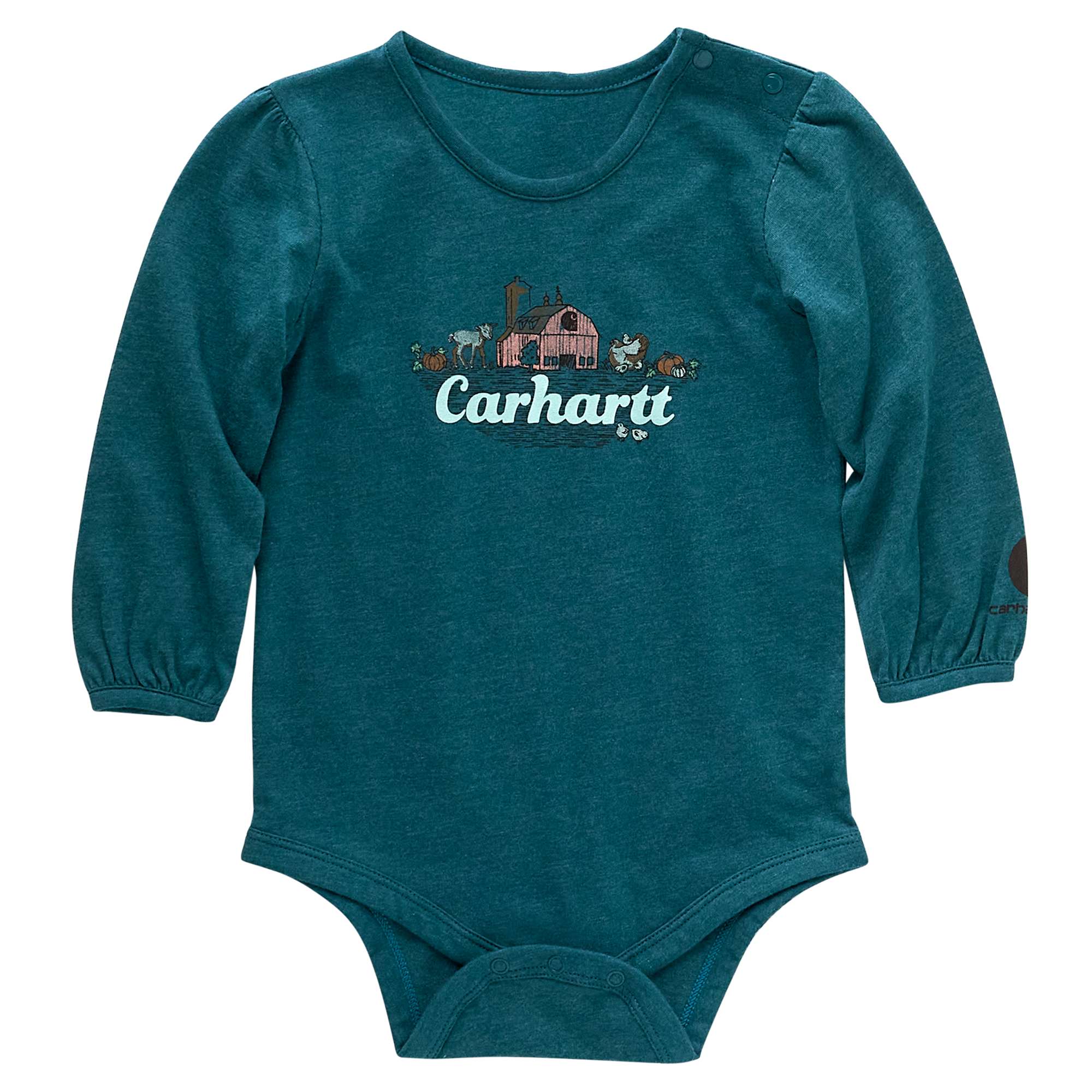 Carhartt Infant Girls CG9828 Printed Baby Bodysuit and Shortalls