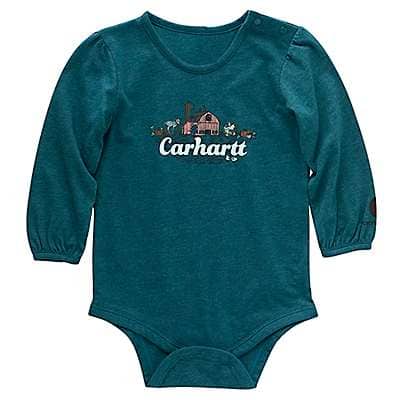 Carhartt Infant girl Shaded Spruce Girls' Long Sleeve Farm Friends Bodysuit (Infant)