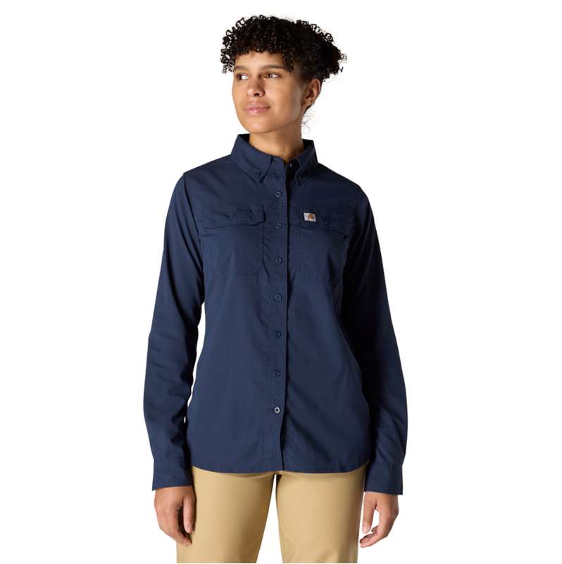Carhartt  Navy Women's Force Sun Defender™ Chambray Relaxed LS Shirt
