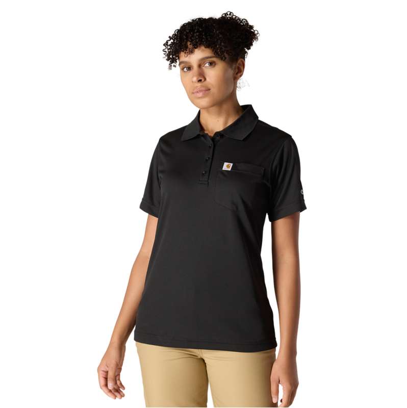 Carhartt  Black W Force  Rlxd Fit LW SS Pkt Polo