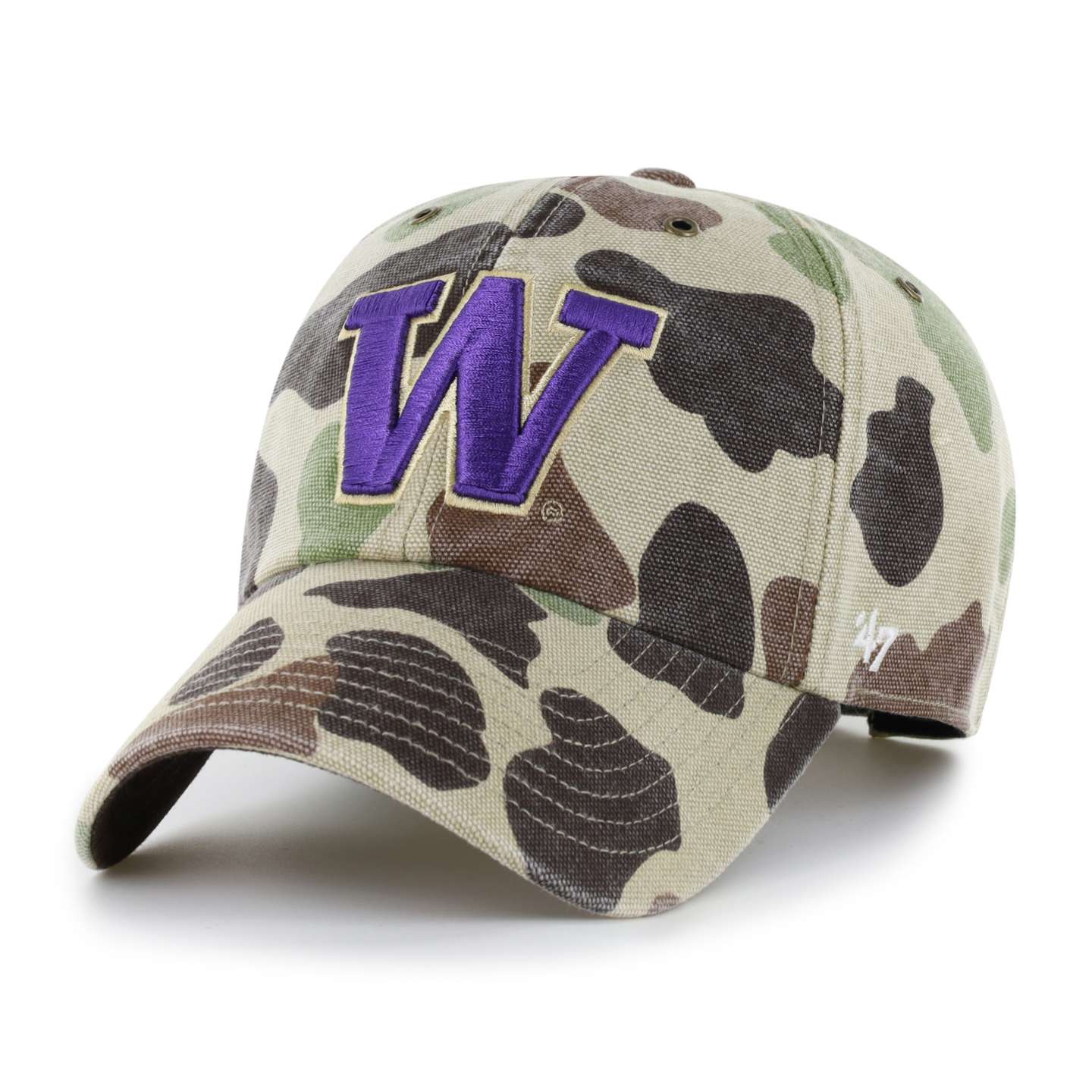 Мужская бейсболка '47 Washington Huskies Camo Clean Up для Carhartt, цвет: Камуфляжный — фото 1