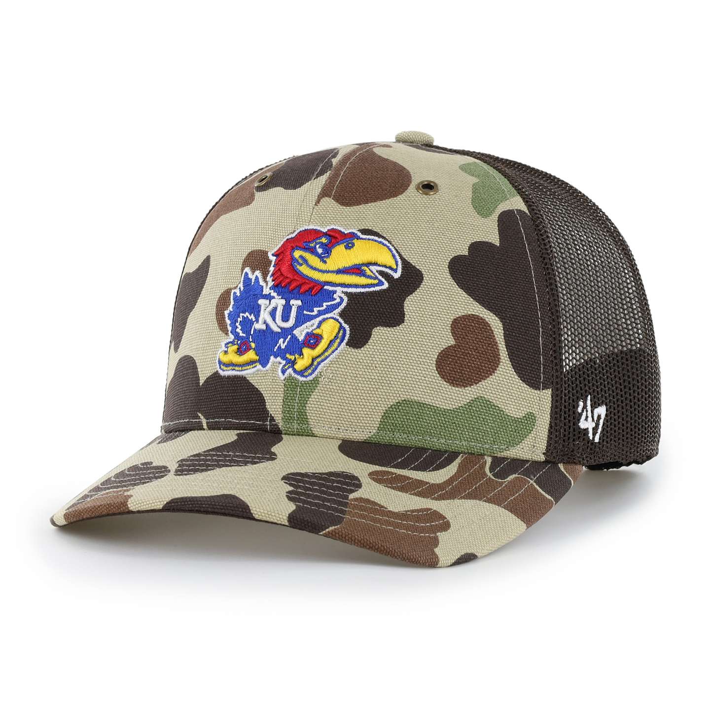 Мужская кепка-тракер '47 Kansas Jayhawks Camo Trucker для Carhartt, цвет: Камуфляжный — фото 1