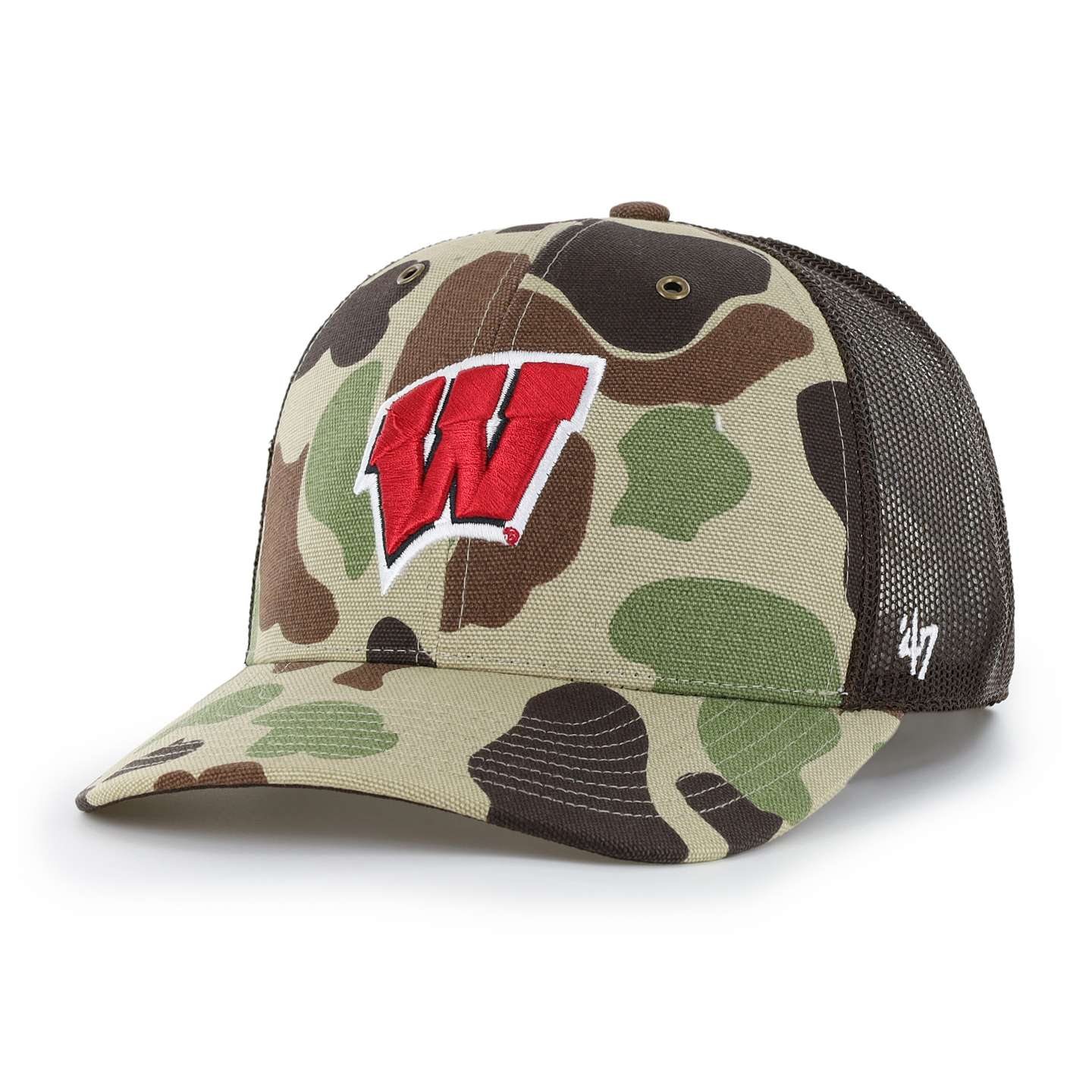 Мужская кепка-тракер '47 Wisconsin Badgers Camo Trucker для Carhartt, цвет: Камуфляжный — фото 1