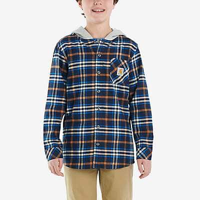 Carhartt Youth boy,child boy Navy Blazer Boys' Long-Sleeve Button-Front Hooded Flannel Shirt