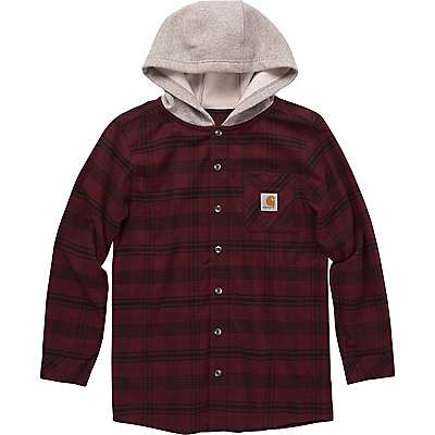 Carhartt Youth boy,child boy Bittersweet Boys' Long-Sleeve Button-Front Hooded Flannel Shirt