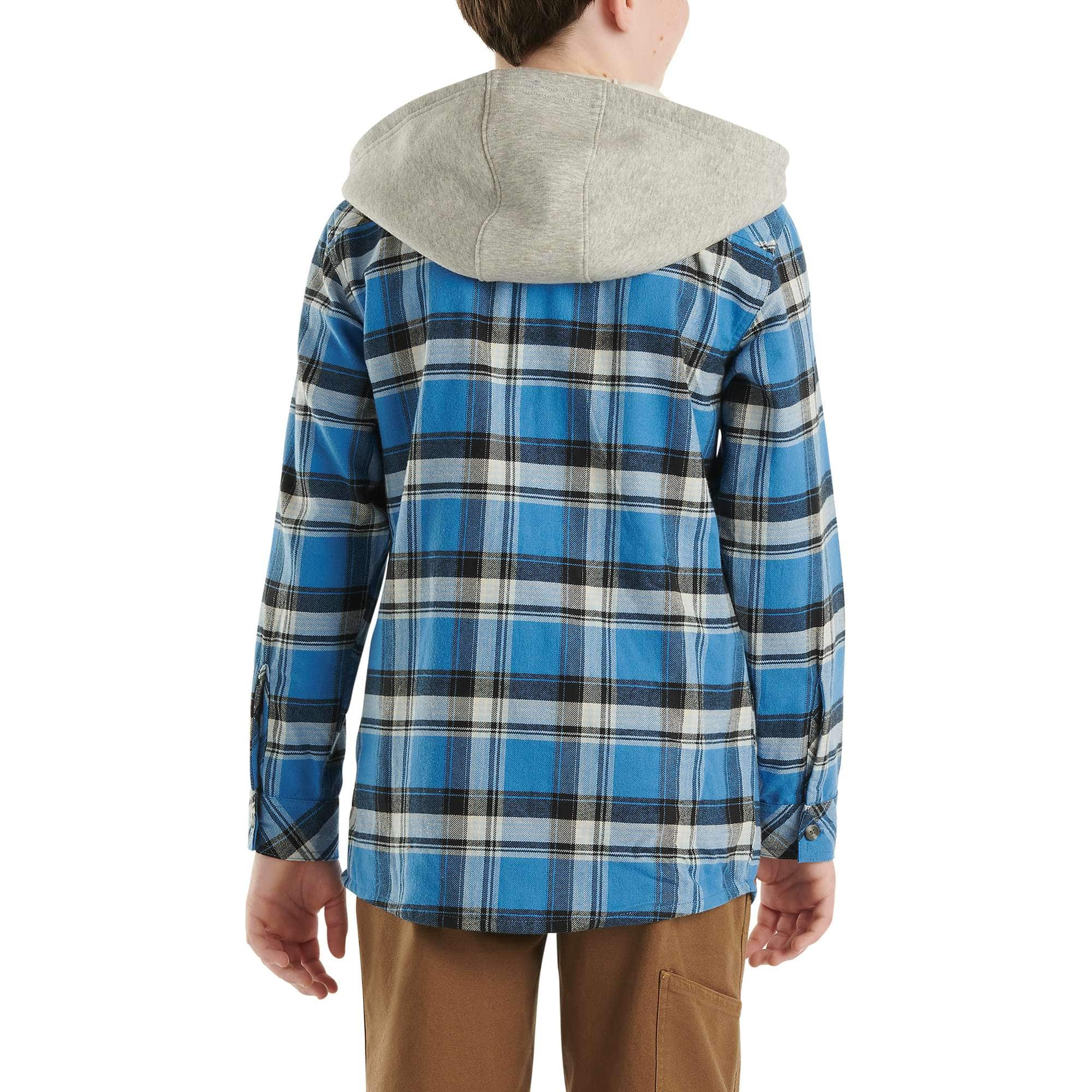 Boys' Long-Sleeve Flannel Button-Front Hooded Shirt