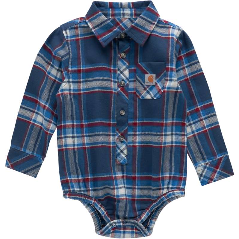 Carhartt  Deep Lagoon Boys' Long Sleeve Flannel Bodysuit (Baby)