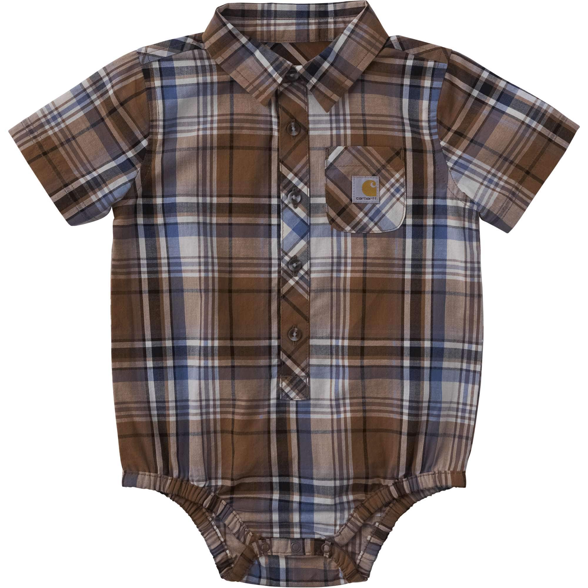 Carhartt Boys' Short Sleeve Plaid Woven Bodysuit (Baby)