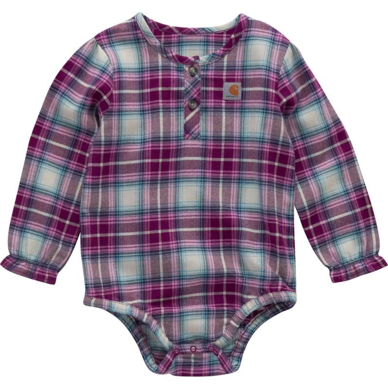 Carhartt  Gooseberry Girls' Long Sleeve Flannel Ruffle Sleeve Bodysuit (Baby)