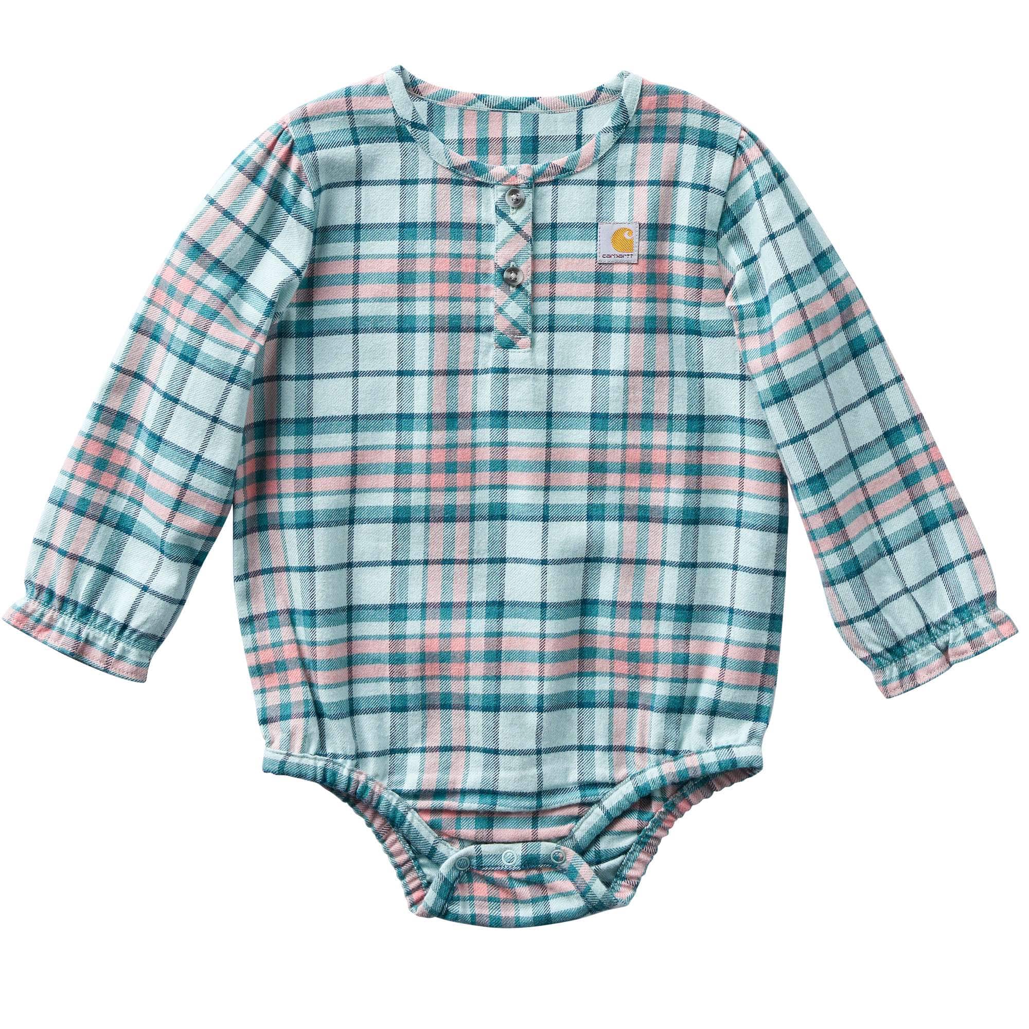 Carhartt Girls' Long Sleeve Plaid Flannel Bodysuit (Baby)