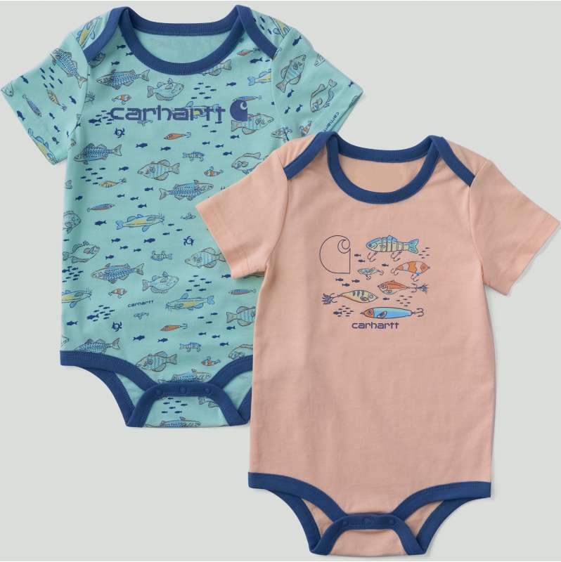 Carhartt  Pastel Turquoise Boys' 2-Piece Short Sleeve Fish Bodysuit Set (Baby)