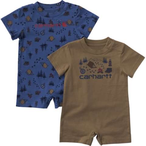 Детские комбинезоны Carhartt Boys' 2-Piece Short Sleeve Camping Romper Set (Baby)