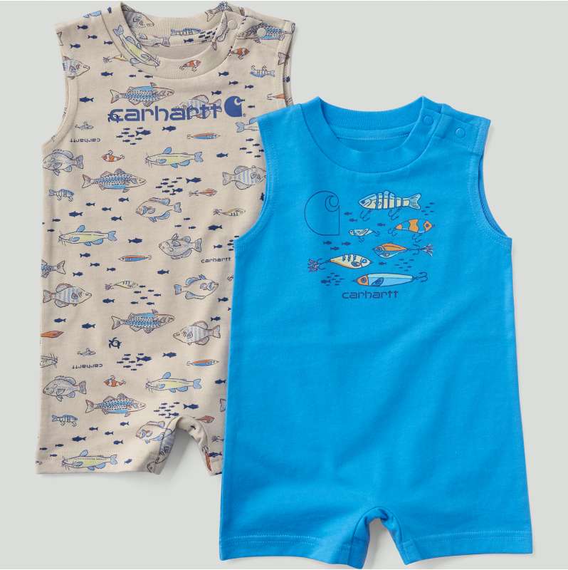Carhartt  Beige Boys' 2-Piece Sleeveless Fish Romper Set (Baby)