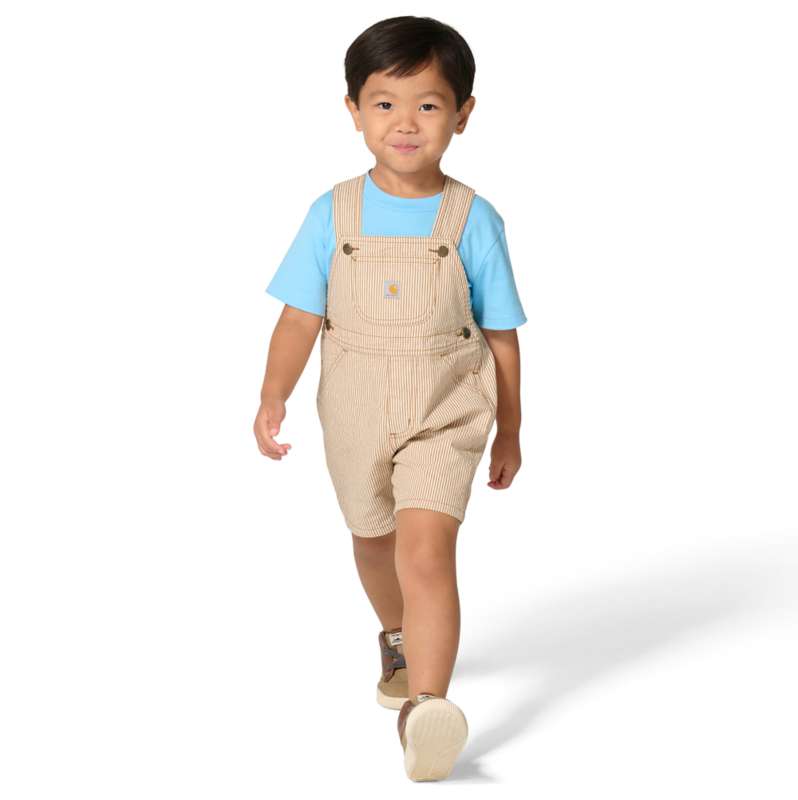 Carhartt  Carhartt Brown Boys' 2-Piece Short Sleeve T-shirt & Brown Stripe Shortall Set (Toddler)