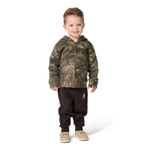 Комплект Carhartt 3-Piece Long Sleeve T-Shirt, Full-Zip Hooded Camo Jacket & Fleece Pant Set для мальчиков-малышей, цвет: Коричневый
