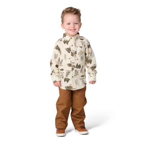Комплект Carhartt 2-Piece Long Sleeve Printed Flannel Shirt & Elastic Waistband Canvas Pant Set для мальчиков-малышей, цвет: Коричневый