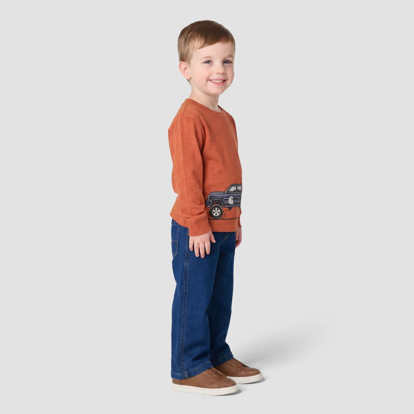Комплект Carhartt 2-Piece Long Sleeve Graphic T-Shirt & Denim Pant Set для мальчиков-малышей, цвет: Джинсовая средняя варка — фото 5