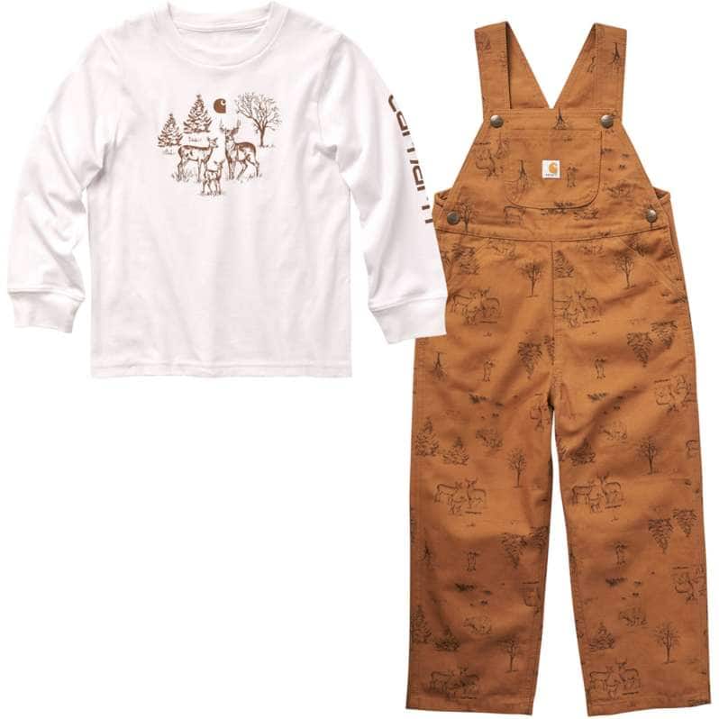 Carhartt  Carhartt Brown Long Sleeve Graphic T-Shirt & Canvas Overall Set