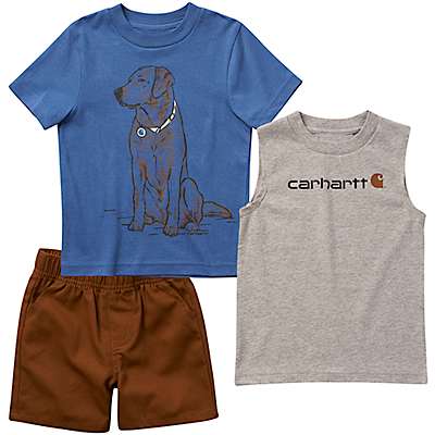 Carhartt Boys' Carhartt Brown Boys' Short-Sleeve T-Shirt, Sleeveless T-Shirt, & Canvas Shorts Set