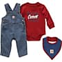Additional thumbnail 1 of Boys' Long-Sleeve Tool Bodysuit, Knit Denim Overall and Food Bib 3-Piece Set