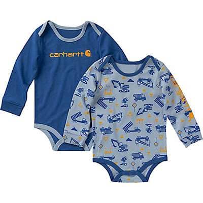 Carhartt Infant boy Celestial Blue Boys' Long-Sleeve Construction Print Bodysuit 2-Piece Set