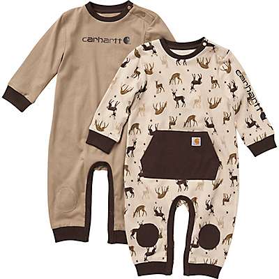 Carhartt Infant boy Khaki Boys' Long-Sleeve Deer Print Coverall 2-Piece Set