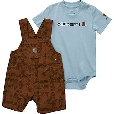 Carhartt Infant boy Carhartt Brown Boys Short-Sleeve Bodysuit and Canvas Shortall Set (Infant)