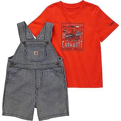 Carhartt Toddler boy Indigo Ticking Boys' Bodysuit & Ticking Stripe Coverall Set (Toddler)