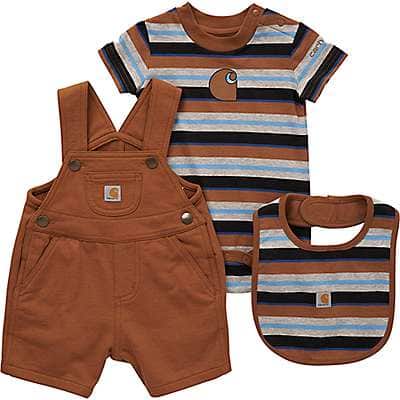 Carhartt Infant boy Carhartt Brown Boys' Stripe Bodysuit, FT Coverall & Bib Set